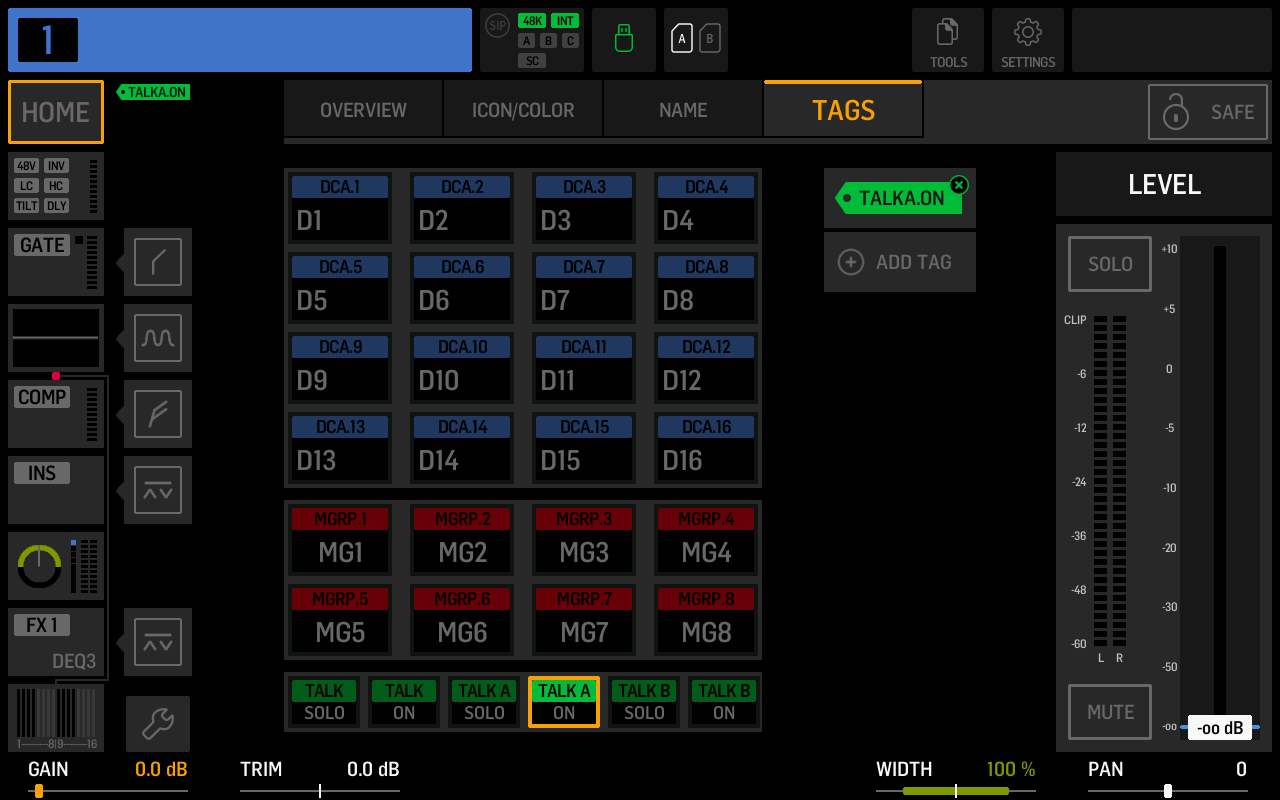 Talkback tags on a channel